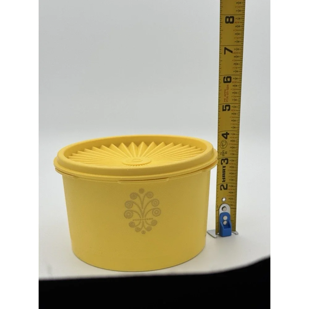Vintage Tupperware Servalier Yellow Canisters Set 2 Sunburst Lids Retro Kitchen